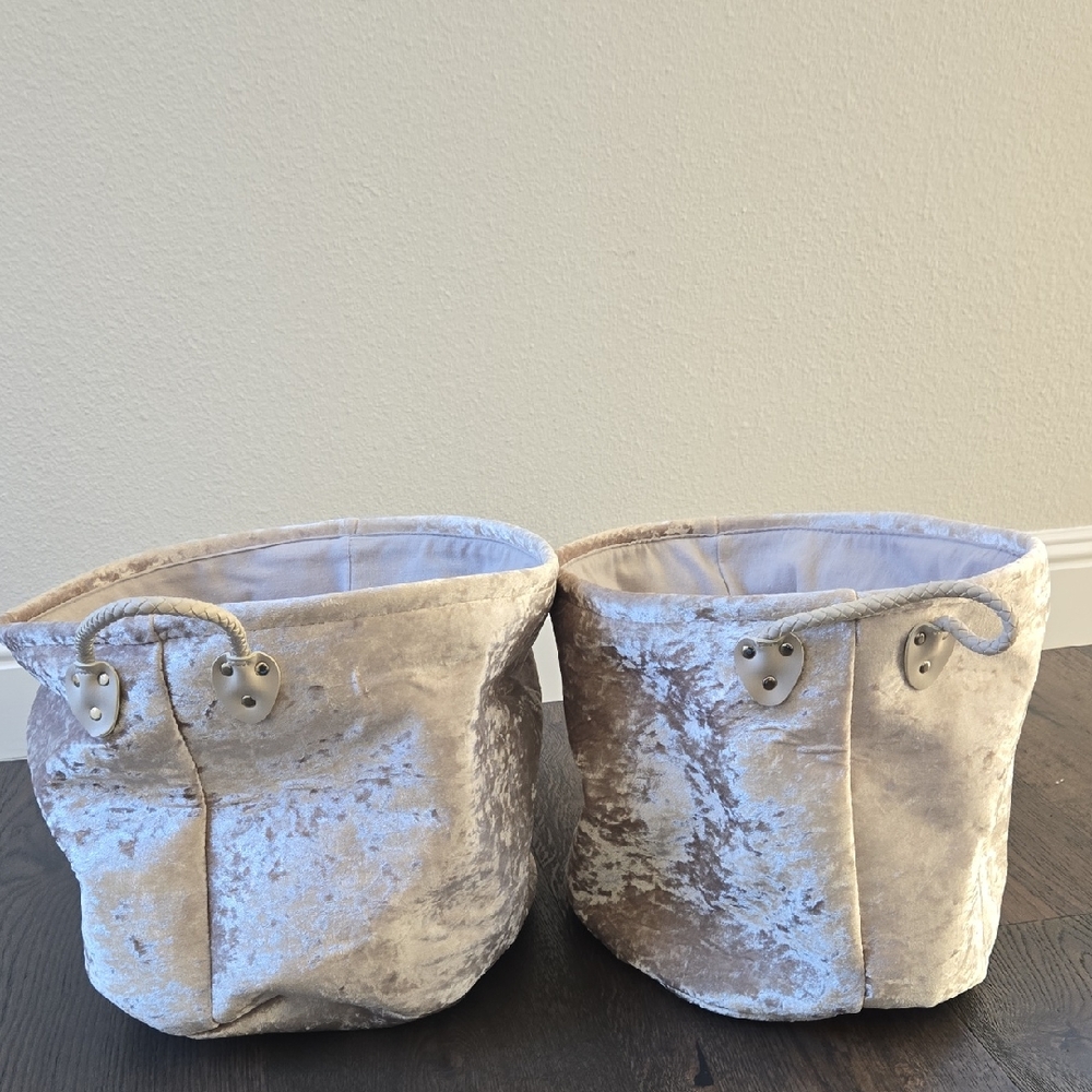 Velvet Storage Baskets - Set Of 2